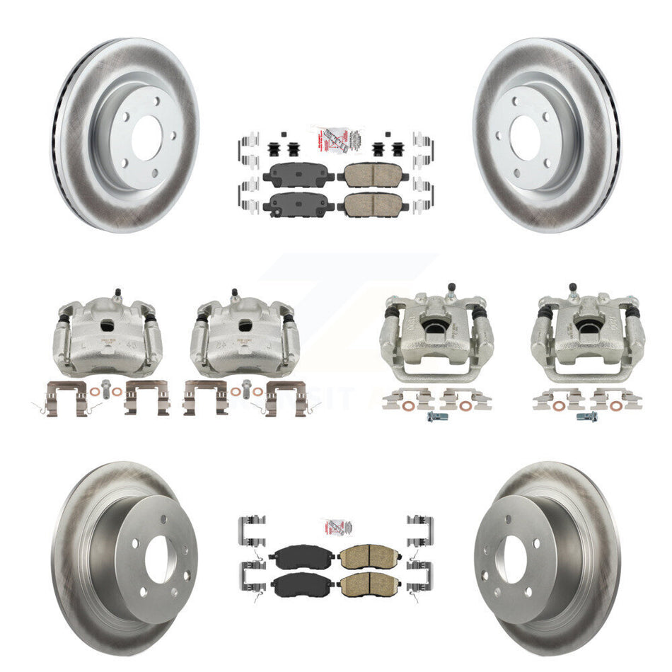 Front Rear Brake Caliper Coat Rotor & Ceramic Pad Kit (10Pc) For 2007-2009 Nissan Altima KCG-102555N