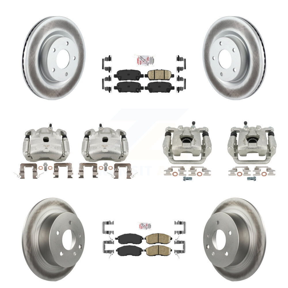 Front Rear Disc Brake Caliper Coated Rotors And Ceramic Pad Kit (10Pc) For Nissan Altima KCG-102559N