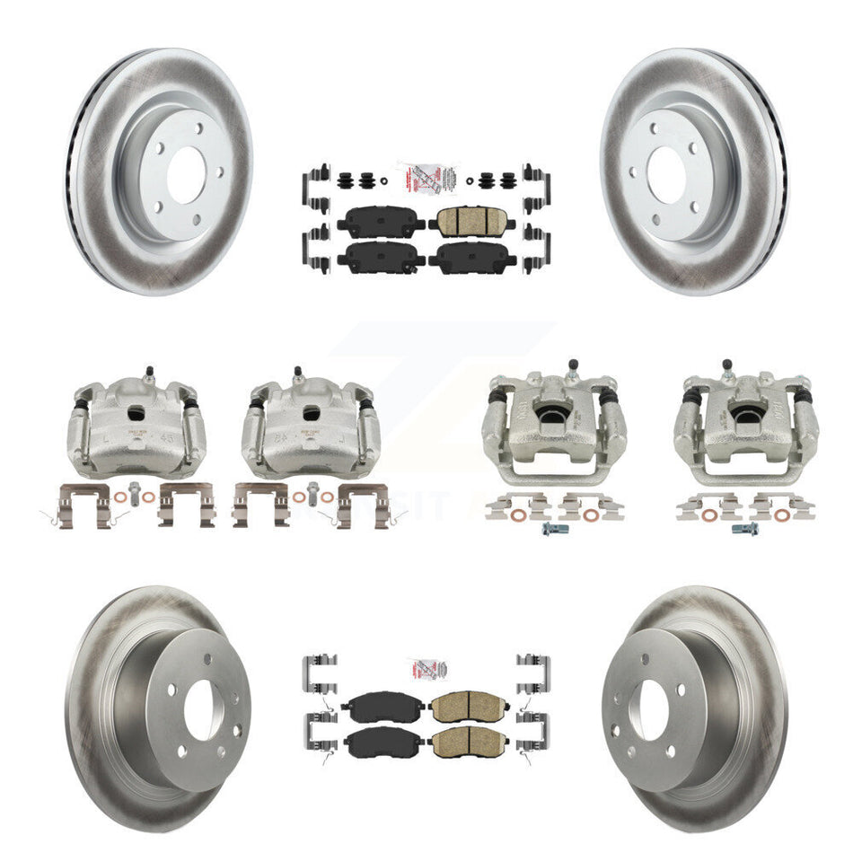 Front Rear Disc Brake Caliper Coated Rotors And Ceramic Pad Kit (10Pc) For Nissan Altima KCG-102561N