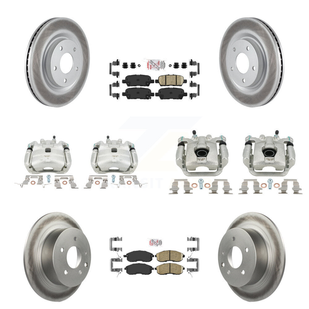 Front Rear Disc Brake Caliper Coated Rotors And Ceramic Pads Kit (10Pc) For Nissan Juke KCG-102571N