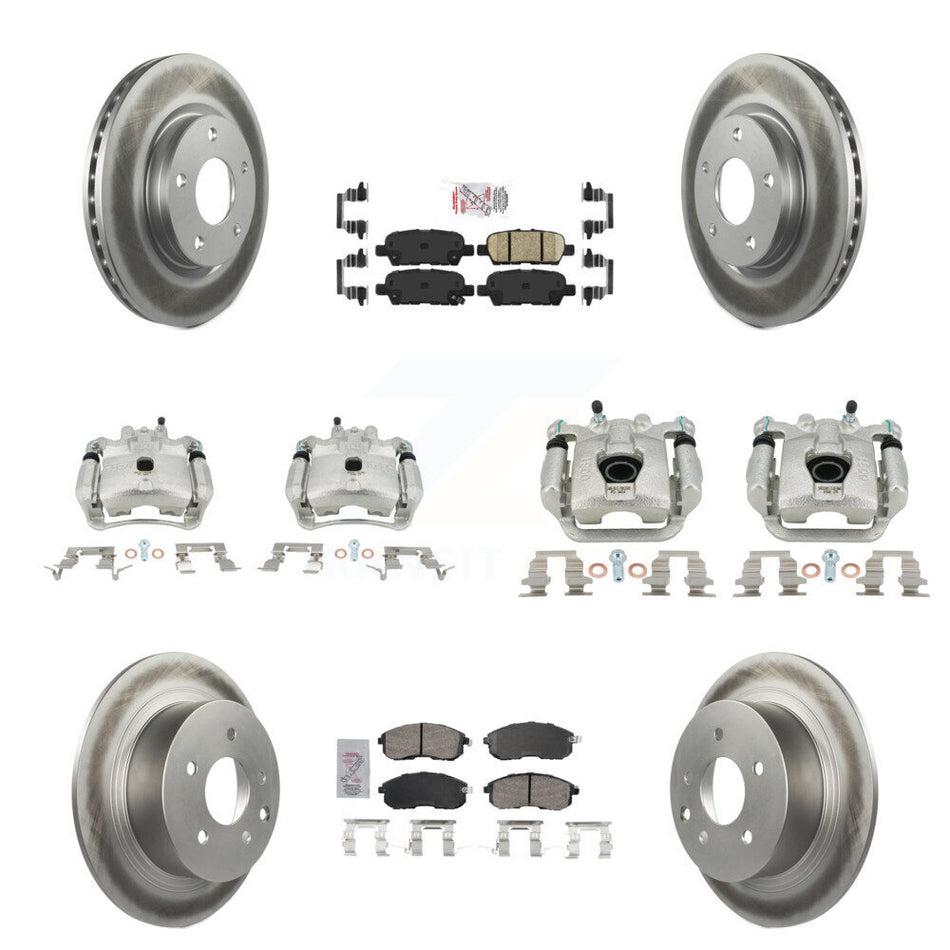 Front Rear Disc Brake Caliper Coated Rotors And Ceramic Pad Kit (10Pc) For Nissan Sentra KCG-102574N