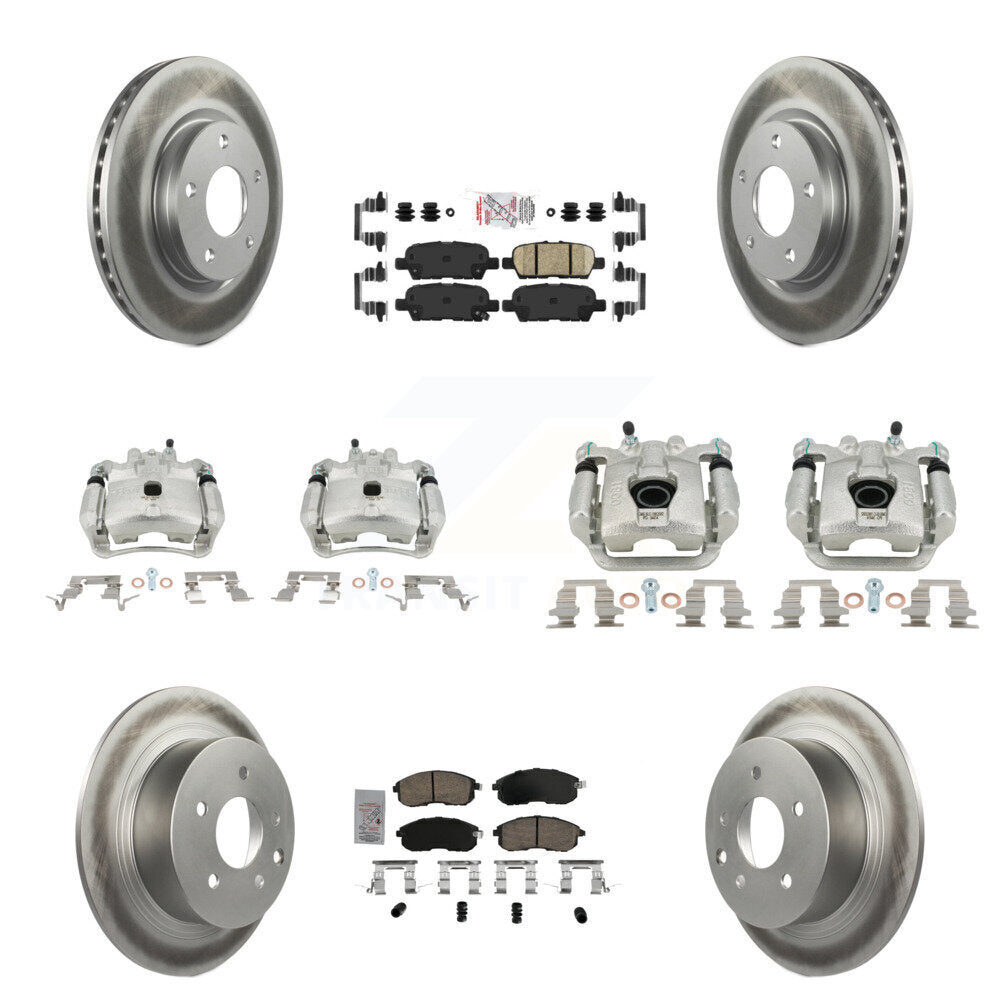 Front Rear Disc Brake Caliper Coated Rotors And Ceramic Pad Kit (10Pc) For Nissan Sentra KCG-102575N