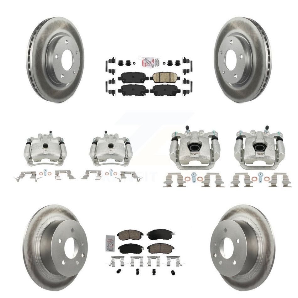 Front Rear Disc Brake Caliper Coated Rotors And Ceramic Pad Kit (10Pc) For Nissan Sentra KCG-102575N