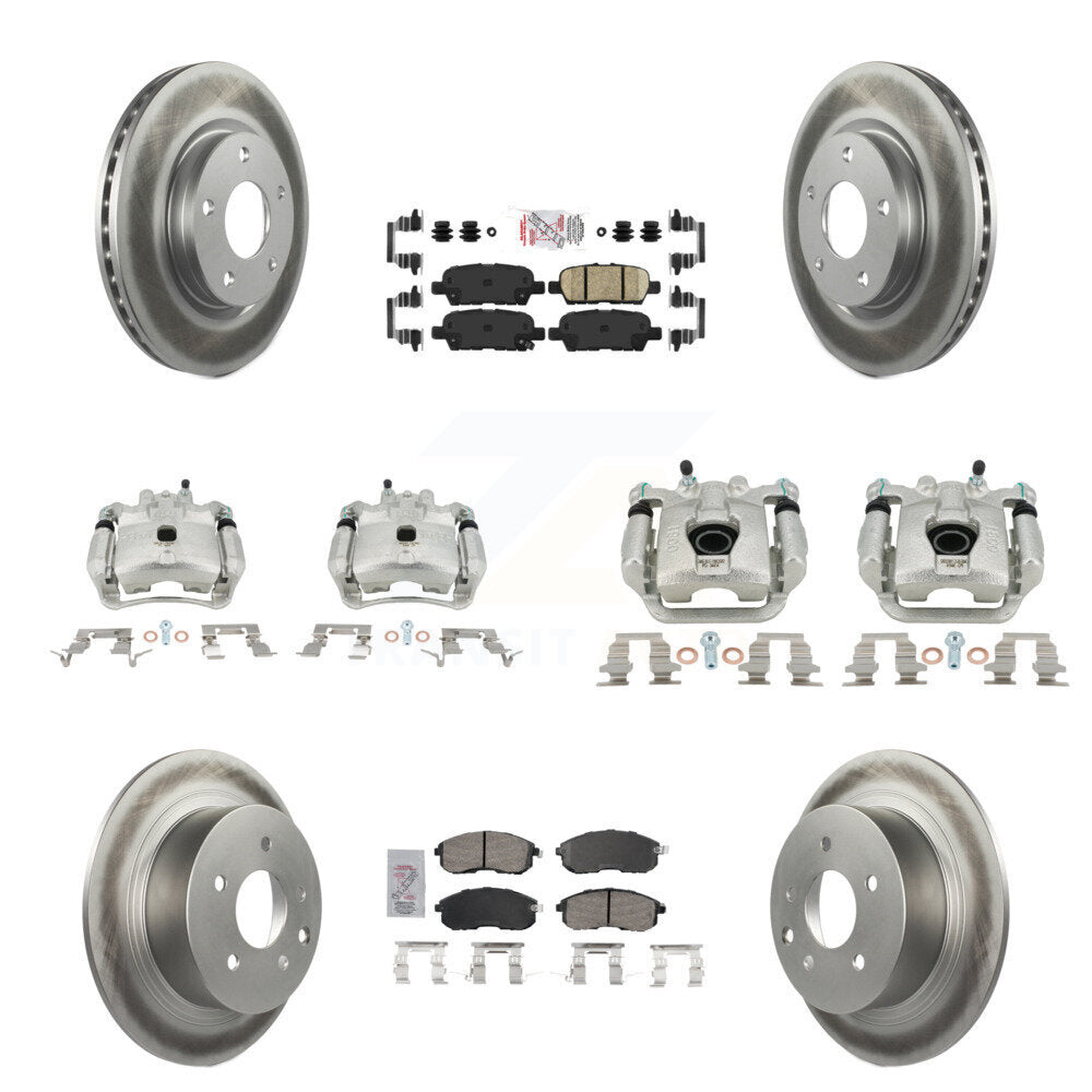 Front Rear Disc Brake Caliper Coated Rotors And Ceramic Pad Kit (10Pc) For Nissan Sentra KCG-102576N