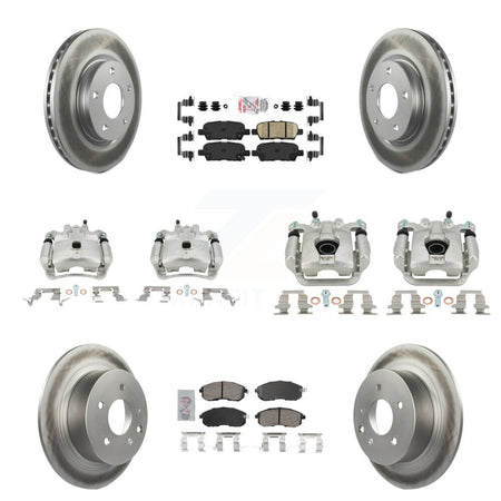 Front Rear Disc Brake Caliper Coated Rotors And Ceramic Pad Kit (10Pc) For Nissan Sentra KCG-102576N