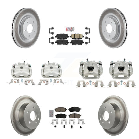 Front Rear Disc Brake Caliper Coated Rotors And Ceramic Pad Kit (10Pc) For Nissan Sentra KCG-102577N