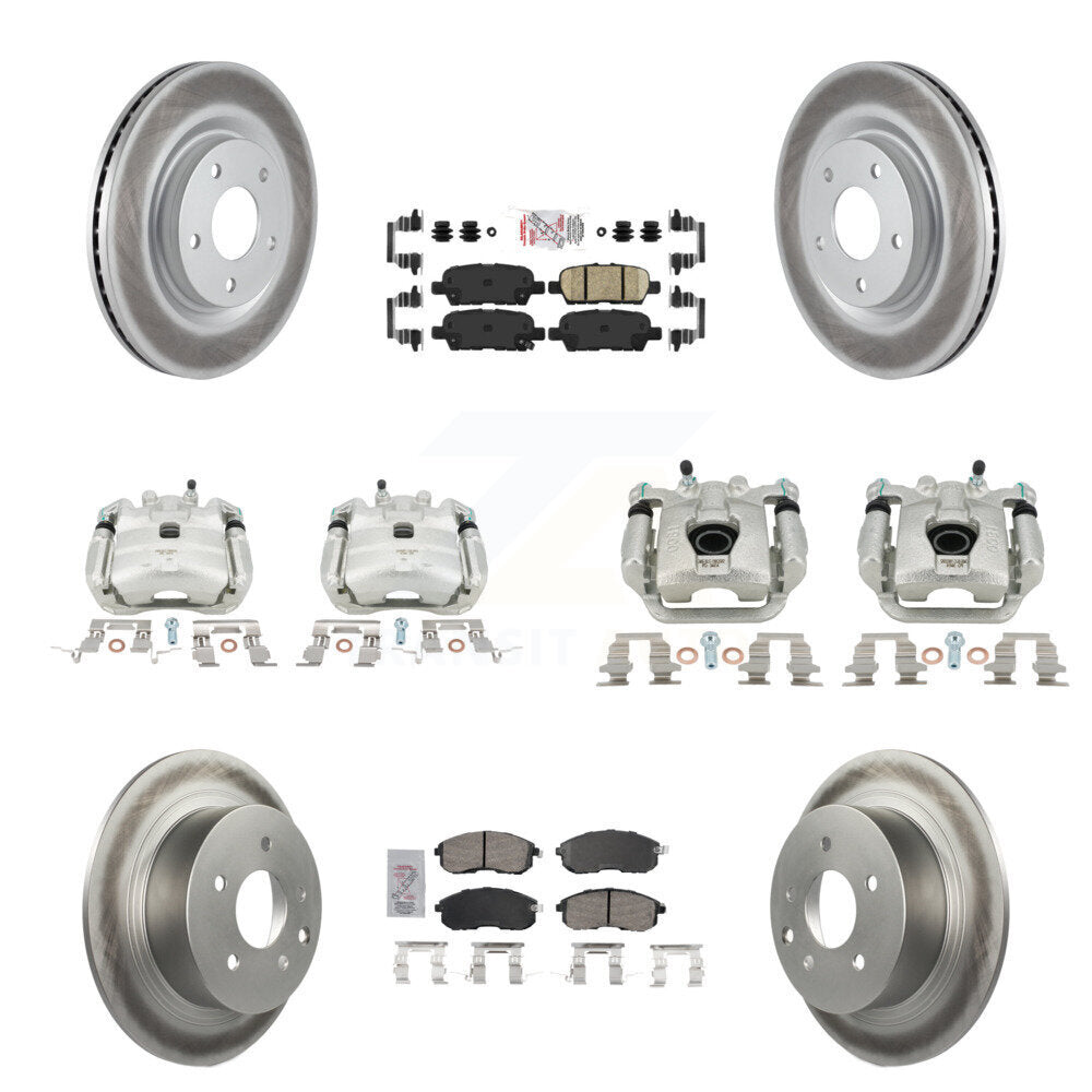 Front Rear Disc Brake Caliper Coated Rotors And Ceramic Pad Kit (10Pc) For Nissan Sentra KCG-102580N