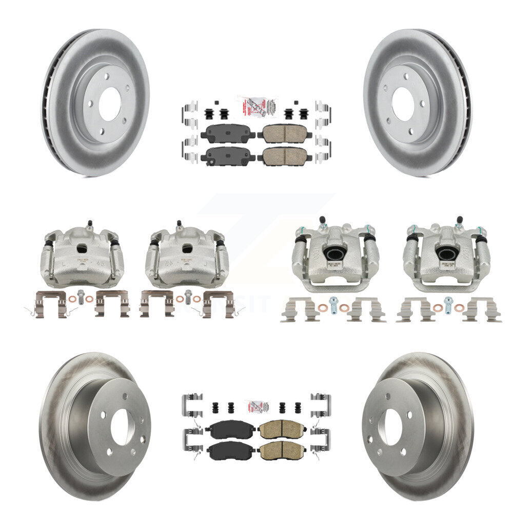 Front Rear Disc Brake Caliper Coated Rotors And Ceramic Pad Kit (10Pc) For Nissan Sentra KCG-102582N