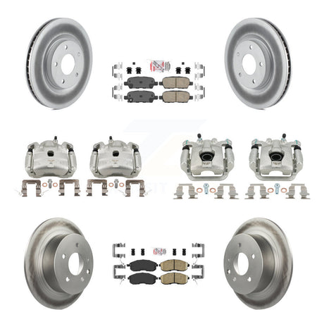 Front Rear Disc Brake Caliper Coated Rotors And Ceramic Pad Kit (10Pc) For Nissan Sentra KCG-102582N
