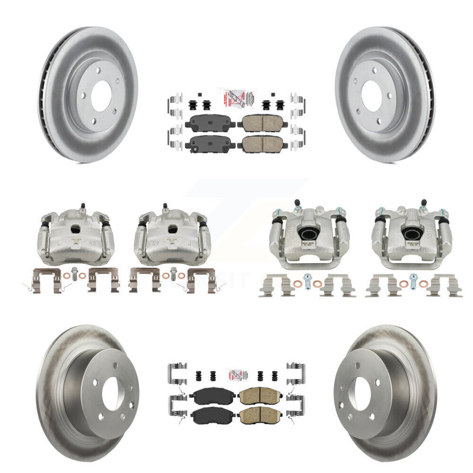 Front Rear Disc Brake Caliper Coated Rotors And Ceramic Pad Kit (10Pc) For Nissan Sentra KCG-102582N