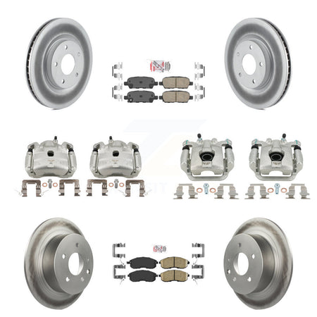 Front Rear Disc Brake Caliper Coated Rotors And Ceramic Pad Kit (10Pc) For Nissan Sentra KCG-102583N