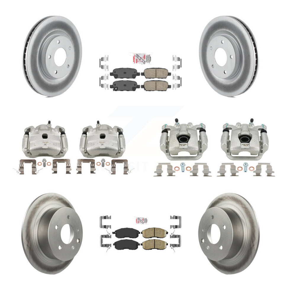 Front Rear Disc Brake Caliper Coated Rotors And Ceramic Pad Kit (10Pc) For Nissan Sentra KCG-102583N