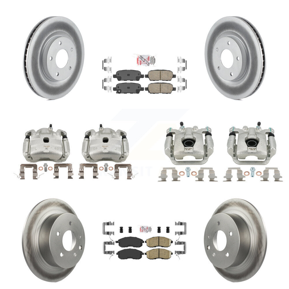 Front Rear Disc Brake Caliper Coated Rotors And Ceramic Pad Kit (10Pc) For Nissan Sentra KCG-102584N