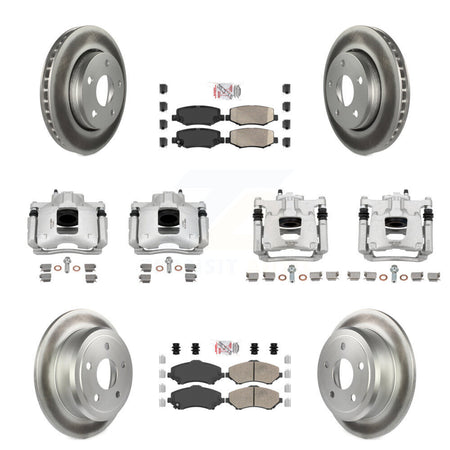 Front Rear Disc Brake Caliper Coated Rotors And Ceramic Pad Kit (10Pc) For Jeep Wrangler KCG-102585N