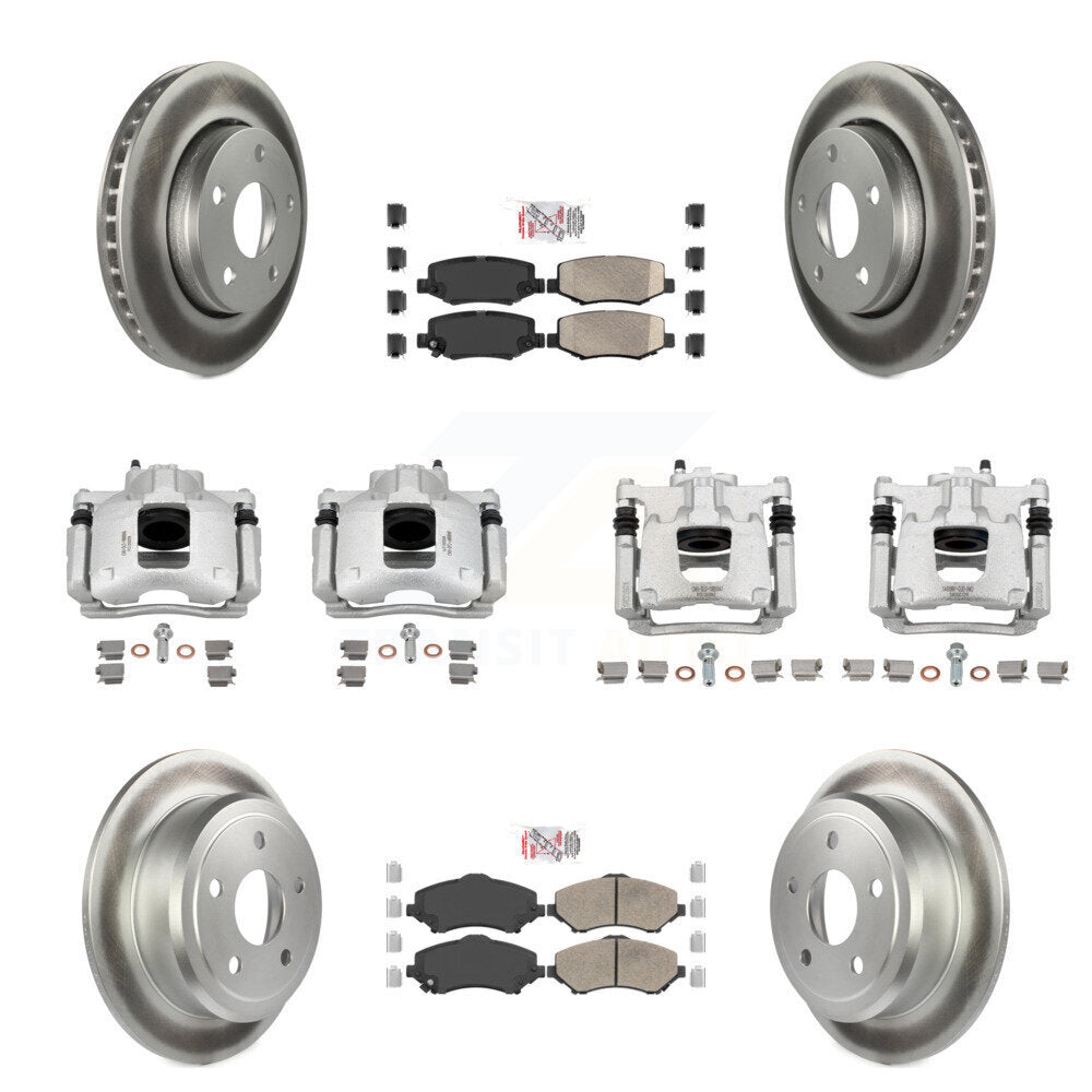 Front Rear Disc Brake Caliper Coated Rotors And Ceramic Pad Kit (10Pc) For Jeep Wrangler KCG-102586N