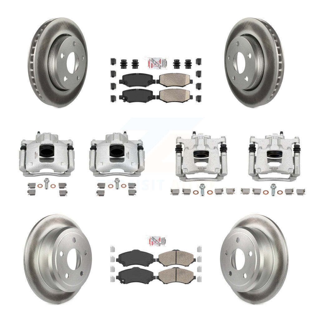 Front Rear Disc Brake Caliper Coated Rotors And Ceramic Pad Kit (10Pc) For Jeep Wrangler KCG-102588N