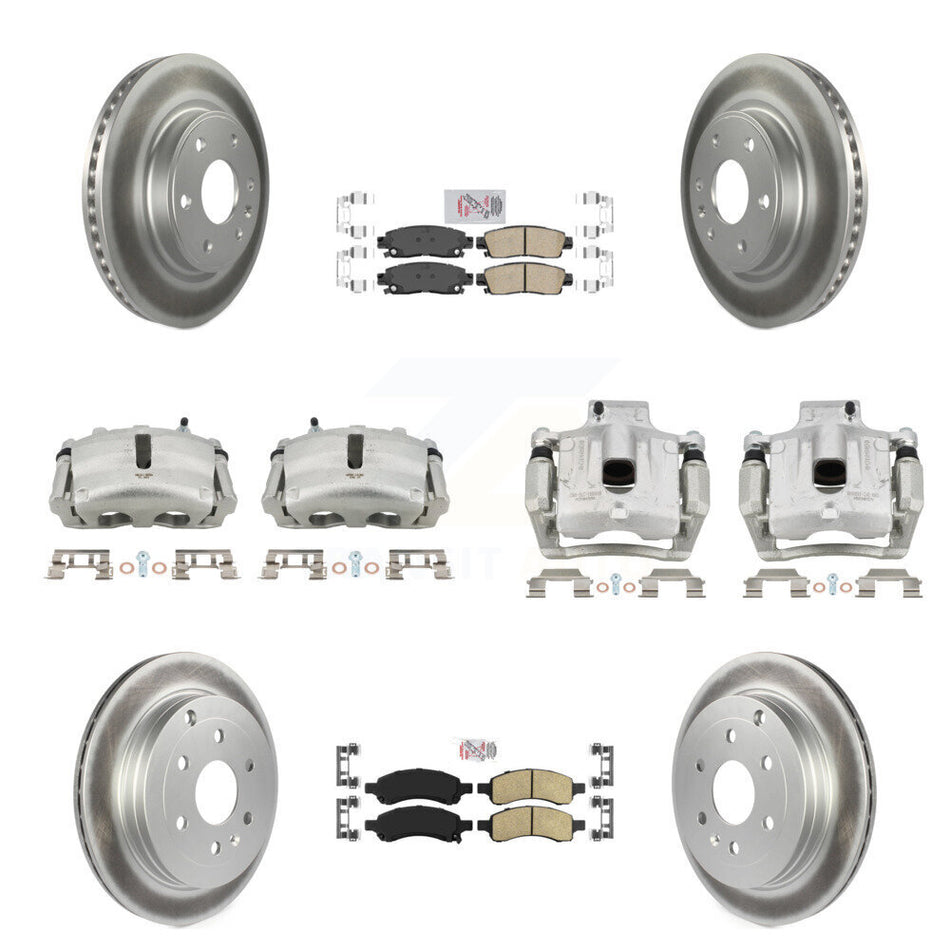 Front Rear Brake Caliper Coat Rotors Ceramic Pad Kit (10Pc) For GMC Acadia Buick Enclave KCG-102589N