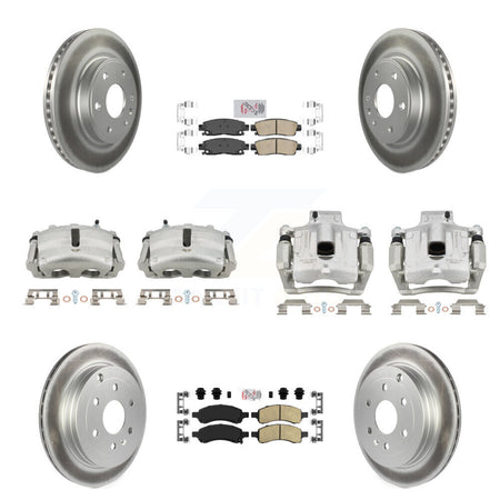Front Rear Brake Caliper Coat Rotors Ceramic Pad Kit (10Pc) For GMC Acadia Buick Enclave KCG-102590N