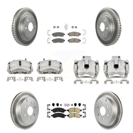 Front Rear Brake Caliper Coat Rotors Ceramic Pad Kit (10Pc) For GMC Acadia Buick Enclave KCG-102592N