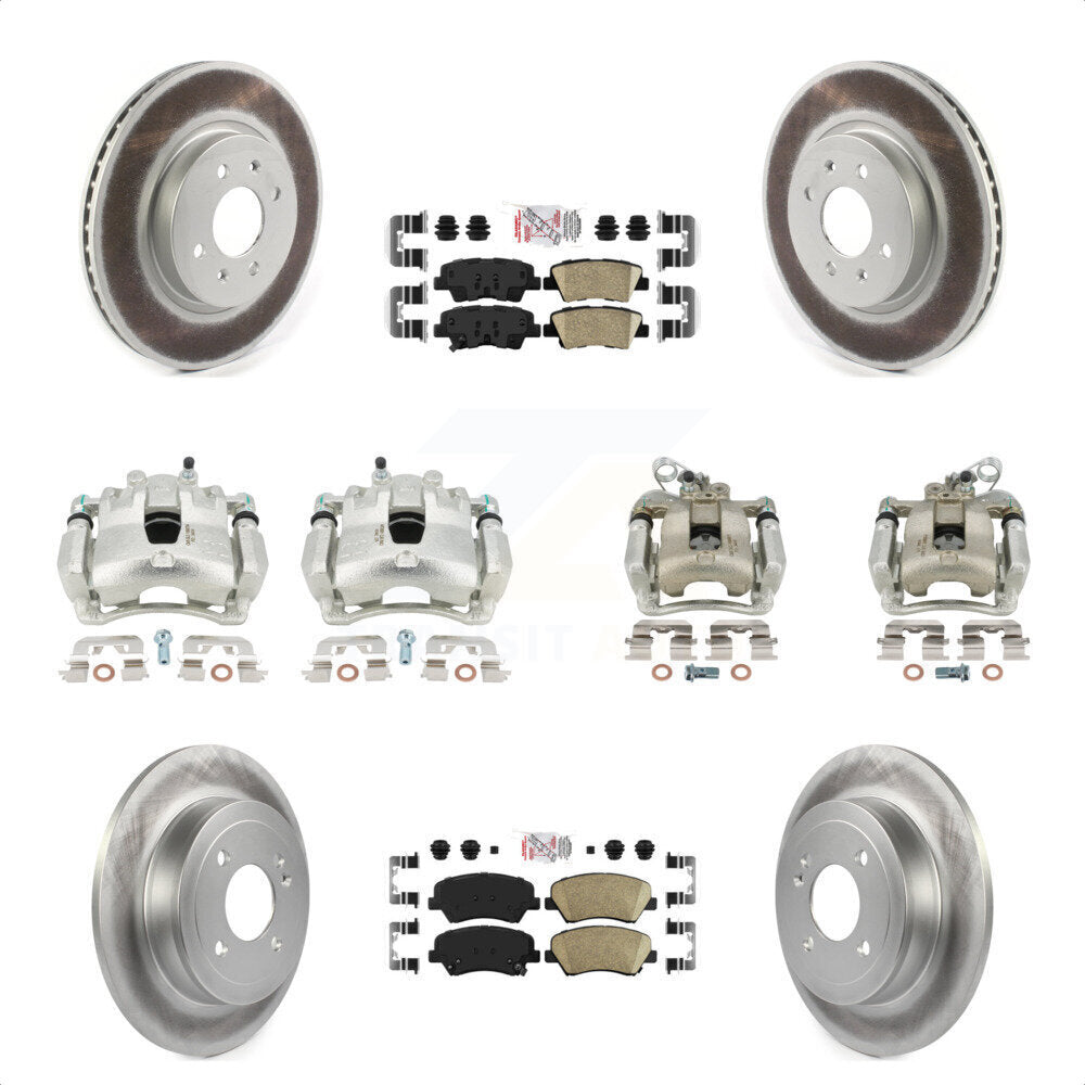 Front Rear Disc Brake Caliper Coated Rotors And Ceramic Pads Kit (10Pc) For Kia Rio KCG-102597N by Transit Auto