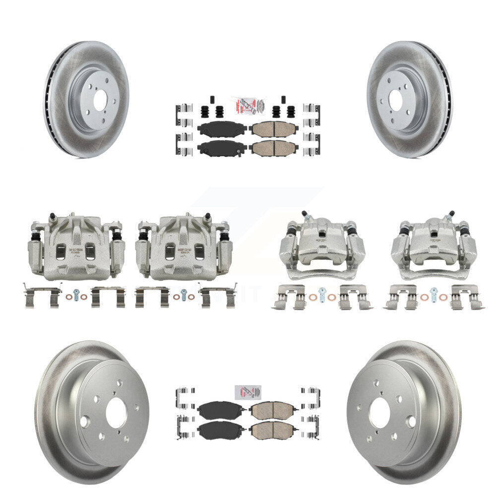 Front Rear Disc Brake Caliper Coated Rotors And Ceramic Pads Kit (10Pc) For Subaru WRX KCG-102602N