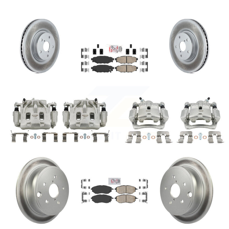 Front Rear Disc Brake Caliper Coated Rotors And Ceramic Pads Kit (10Pc) For Subaru WRX KCG-102602N