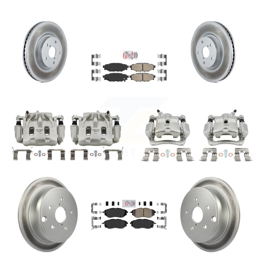 Front Rear Disc Brake Caliper Coated Rotors And Ceramic Pads Kit (10Pc) For Subaru WRX KCG-102603N