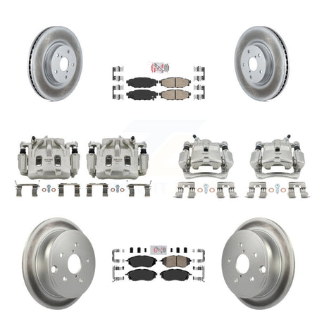Front Rear Disc Brake Caliper Coated Rotors And Ceramic Pads Kit (10Pc) For Subaru WRX KCG-102603N