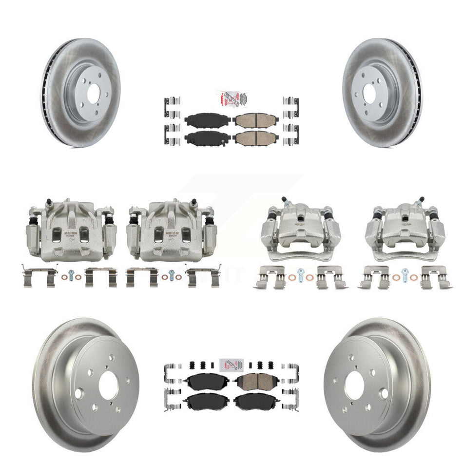 Front Rear Disc Brake Caliper Coated Rotors And Ceramic Pads Kit (10Pc) For Subaru WRX KCG-102603N