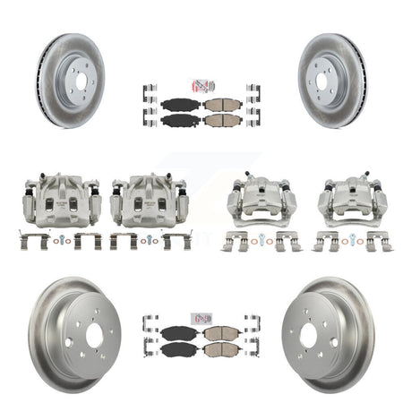 Front Rear Disc Brake Caliper Coated Rotors And Ceramic Pads Kit (10Pc) For Subaru WRX KCG-102604N