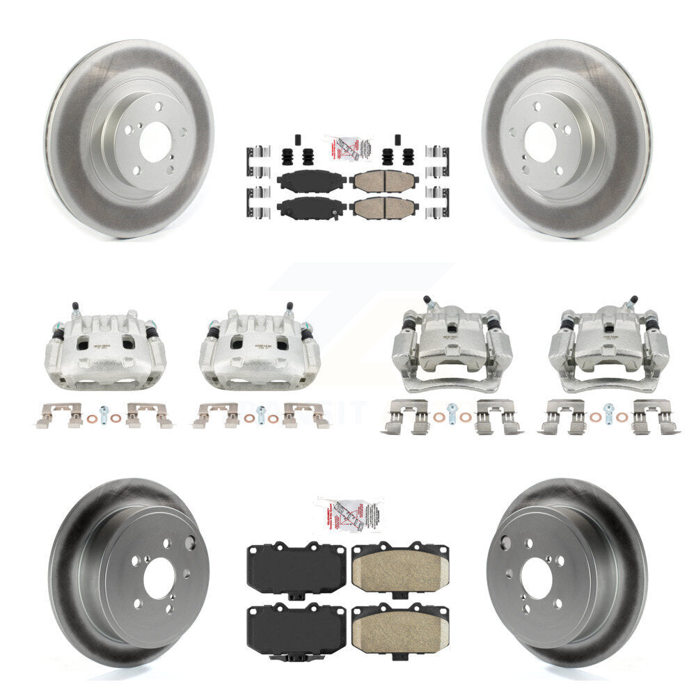 Front Rear Brake Caliper Coat Rotor & Ceramic Pad Kit (10Pc) For 2008 Subaru Impreza WRX KCG-102606N