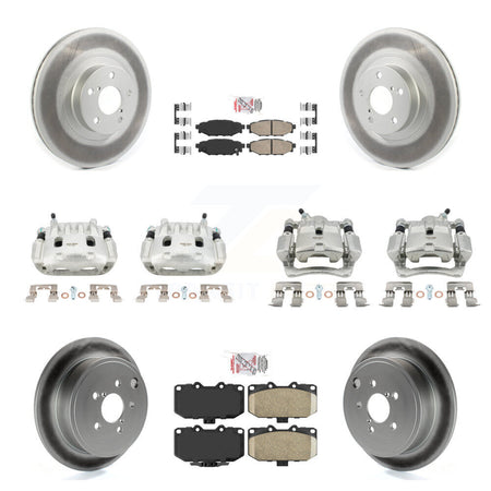 Front Rear Brake Caliper Coat Rotor & Ceramic Pad Kit (10Pc) For 2008 Subaru Impreza WRX KCG-102609N