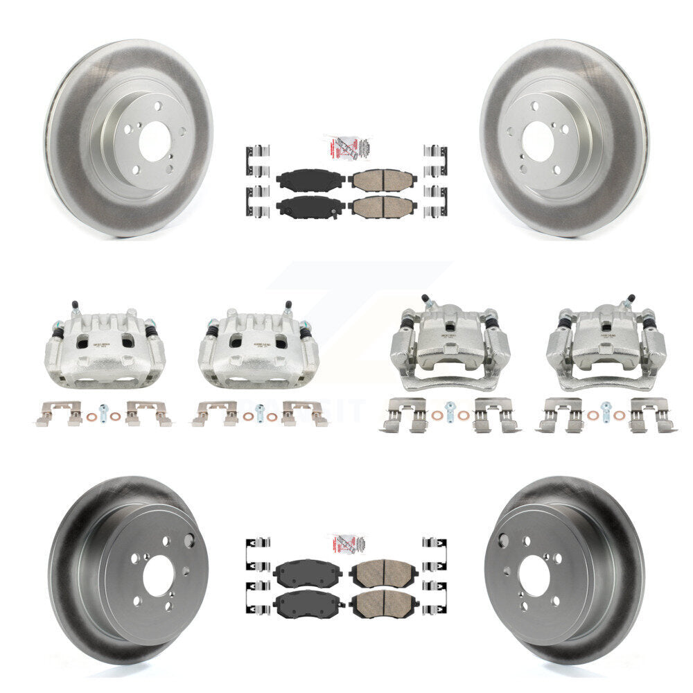 Front Rear Brake Caliper Coat Rotor & Ceramic Pad Kit (10Pc) For Subaru Impreza Forester KCG-102610N