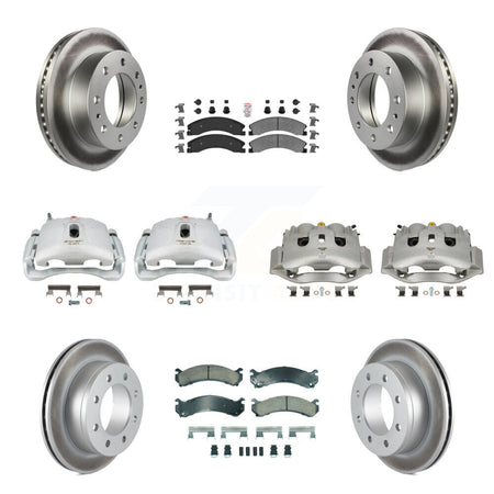 Front Rear Disc Brake Caliper Coated Rotors And Ameribrakes Pads Kit (10Pc) For KCG-102625N