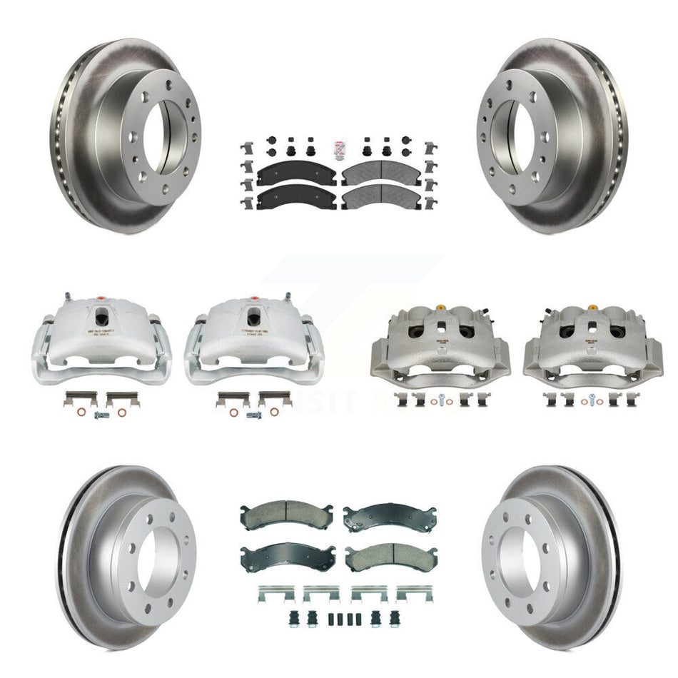 Front Rear Disc Brake Caliper Coated Rotors And Ameribrakes Pads Kit (10Pc) For KCG-102625N