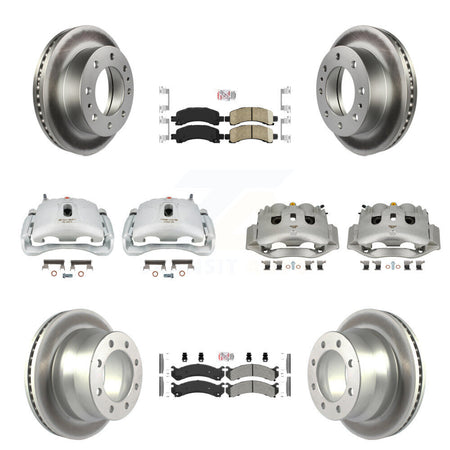 Front Rear Disc Brake Caliper Coated Rotors And Ameribrakes Pads Kit (10Pc) For KCG-102629N