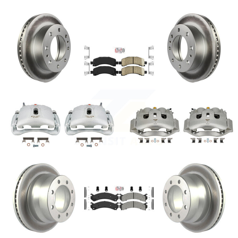 Front Rear Disc Brake Caliper Coated Rotors And Ameribrakes Pads Kit (10Pc) For KCG-102629N