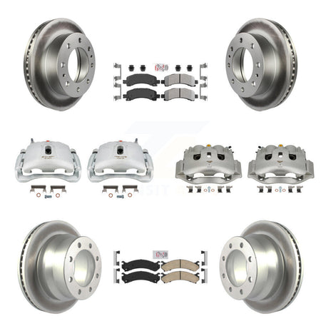 Front Rear Disc Brake Caliper Coated Rotors And Ameribrakes Pads Kit (10Pc) For KCG-102633N