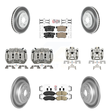 Front Rear Disc Brake Caliper Coat Rotors And Ceramic Pad Kit (10Pc) For Honda Crosstour KCG-102635N