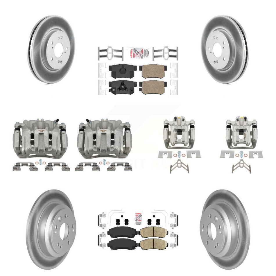 Front Rear Disc Brake Caliper Coat Rotors And Ceramic Pad Kit (10Pc) For Honda Crosstour KCG-102635N
