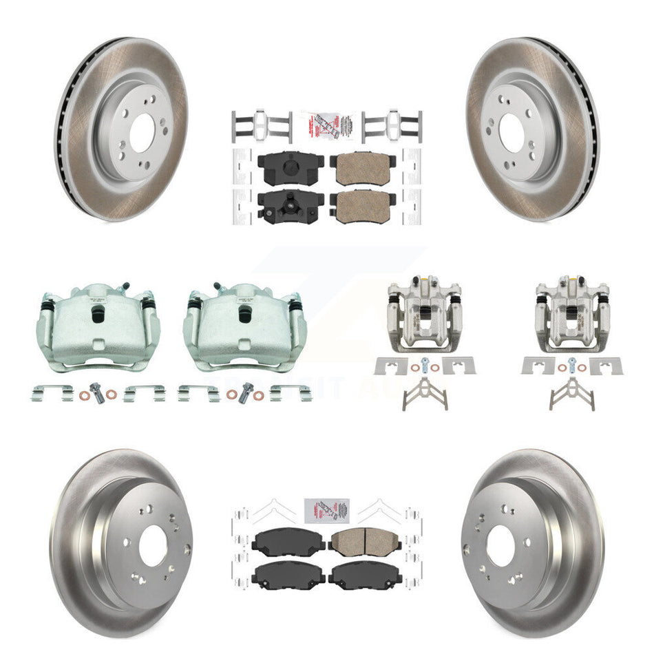 Front Rear Brake Caliper Coat Rotors Ceramic Pad Kit (10Pc) For 2012-2016 Honda CR-V FWD KCG-102639N