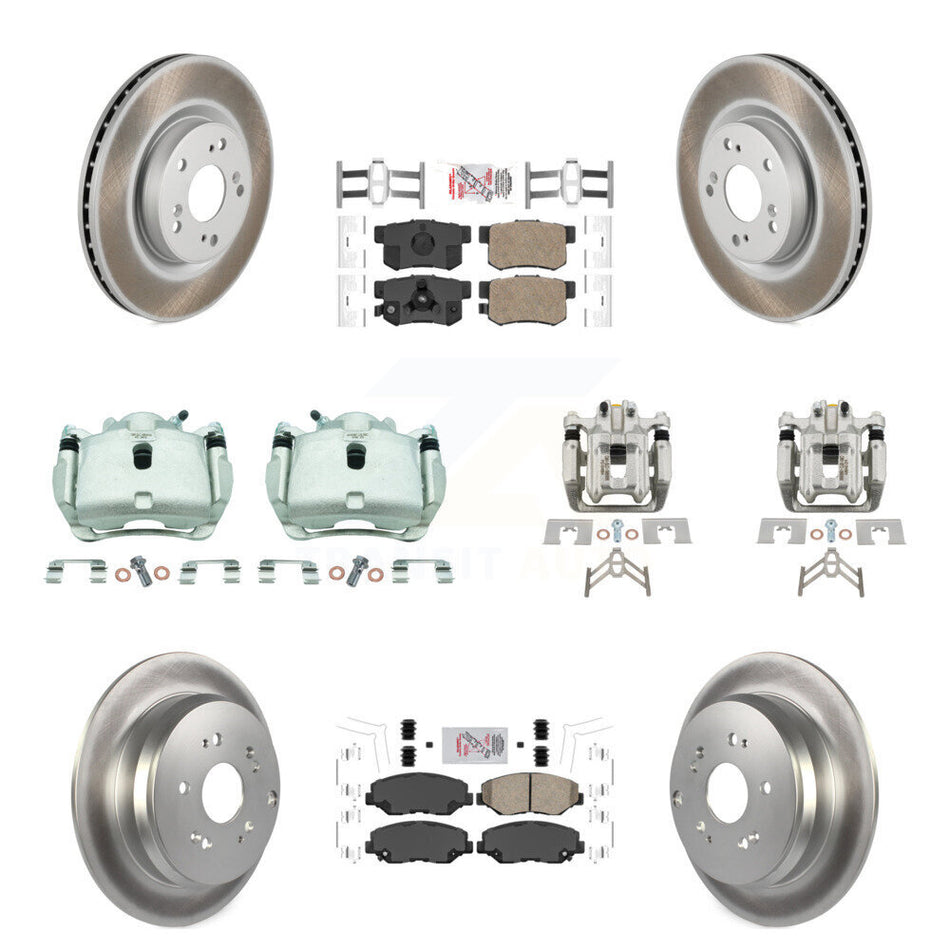 Front Rear Brake Caliper Coat Rotors Ceramic Pad Kit (10Pc) For 2012-2016 Honda CR-V FWD KCG-102640N