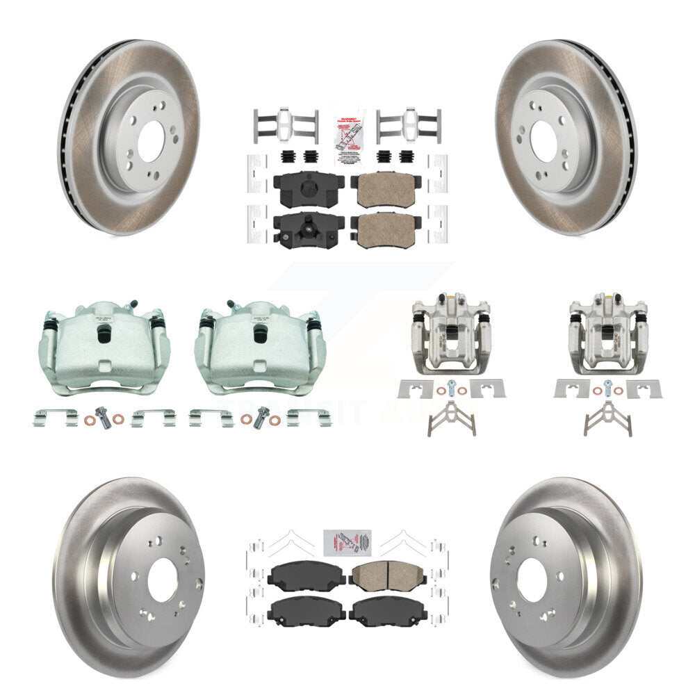 Front Rear Brake Caliper Coat Rotors Ceramic Pad Kit (10Pc) For 2012-2016 Honda CR-V FWD KCG-102641N