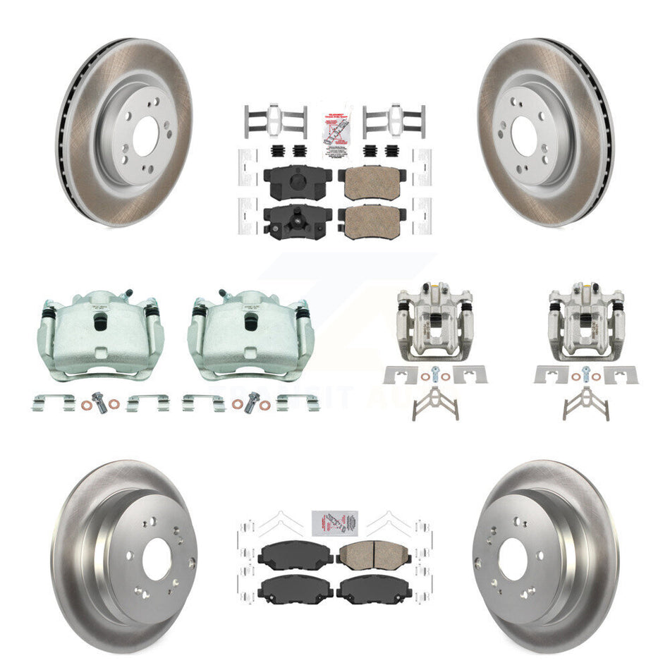 Front Rear Brake Caliper Coat Rotors Ceramic Pad Kit (10Pc) For 2012-2016 Honda CR-V FWD KCG-102641N