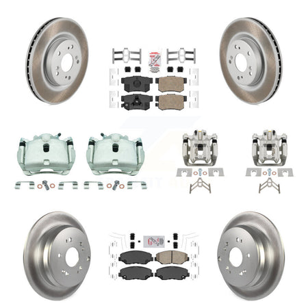 Front Rear Brake Caliper Coat Rotors Ceramic Pad Kit (10Pc) For 2012-2016 Honda CR-V FWD KCG-102642N