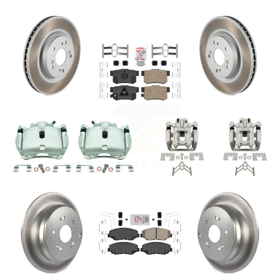 Front Rear Brake Caliper Coat Rotors Ceramic Pad Kit (10Pc) For 2012-2016 Honda CR-V FWD KCG-102642N