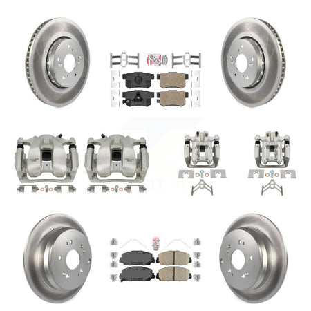 Front Rear Disc Brake Caliper Coat Rotors Ceramic Pad Kit (10Pc) For 2016-2018 Acura RDX KCG-102643N