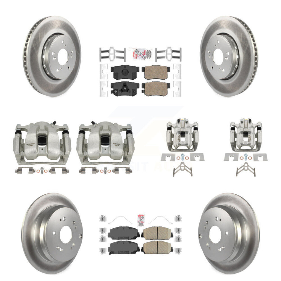Front Rear Disc Brake Caliper Coat Rotors Ceramic Pad Kit (10Pc) For 2016-2018 Acura RDX KCG-102643N