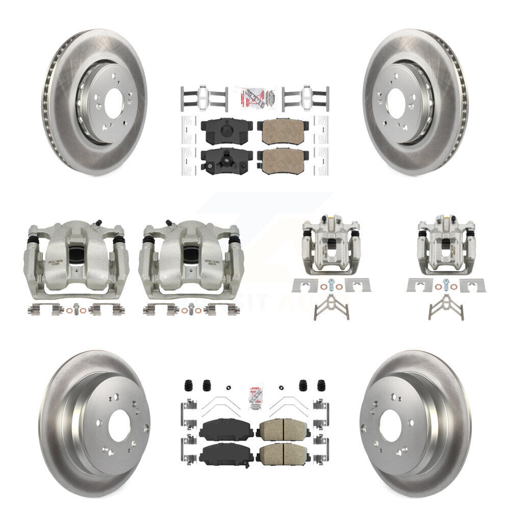 Front Rear Disc Brake Caliper Coat Rotors Ceramic Pad Kit (10Pc) For 2016-2018 Acura RDX KCG-102644N