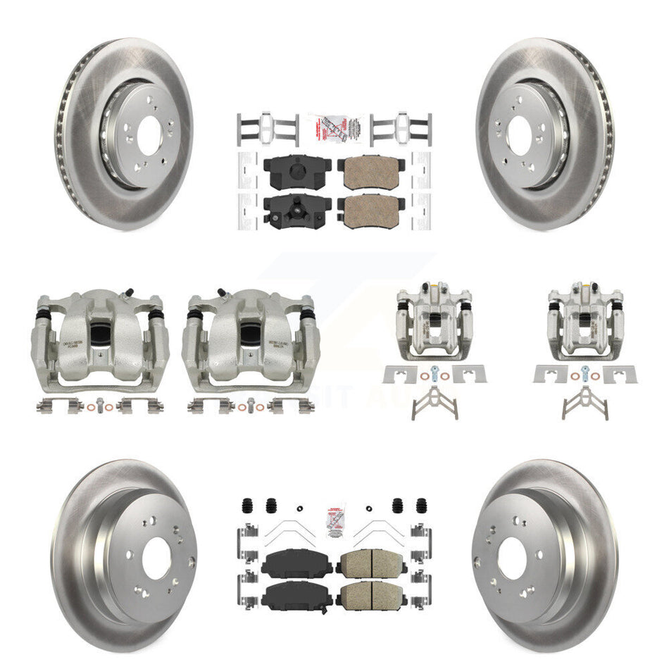 Front Rear Disc Brake Caliper Coat Rotors Ceramic Pad Kit (10Pc) For 2016-2018 Acura RDX KCG-102644N